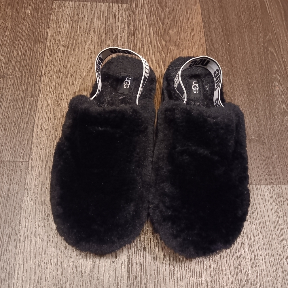 UGG Women's Plush Black Slippers